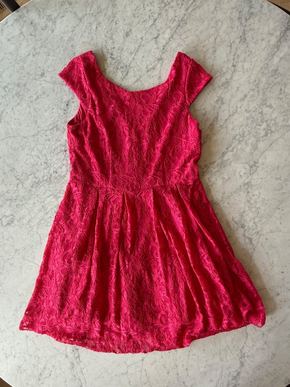 Hailey Adrianna Papell Fuchsia Lace Cocktail Dress Size 12 Fit & Flare